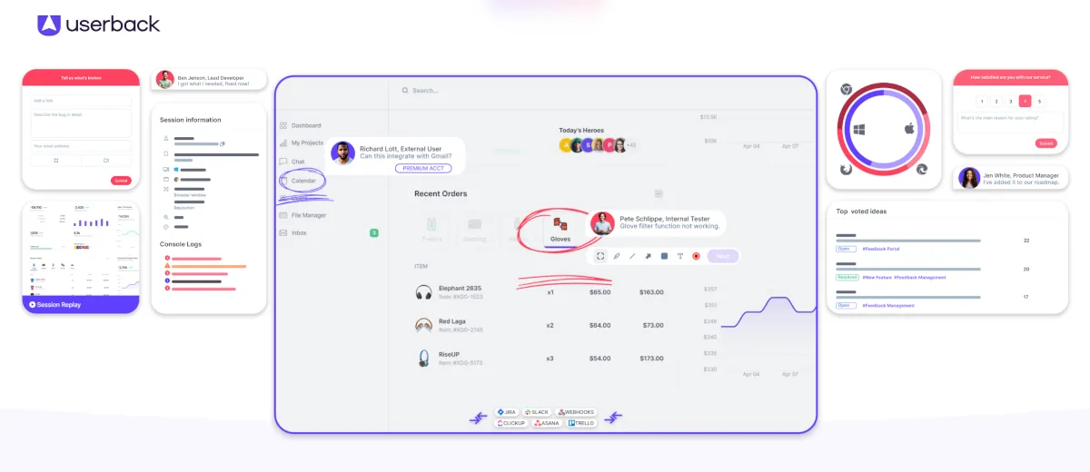 Userback website header